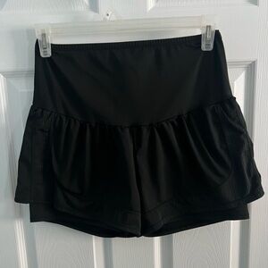 SHEIN Maternity Workout Stretch Shorts Black Over Belly Size Medium 6 Mesh